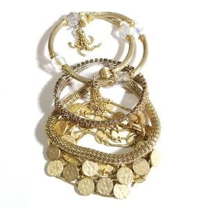 Goldtone Stretch Bracelets Set of 4 Small Size